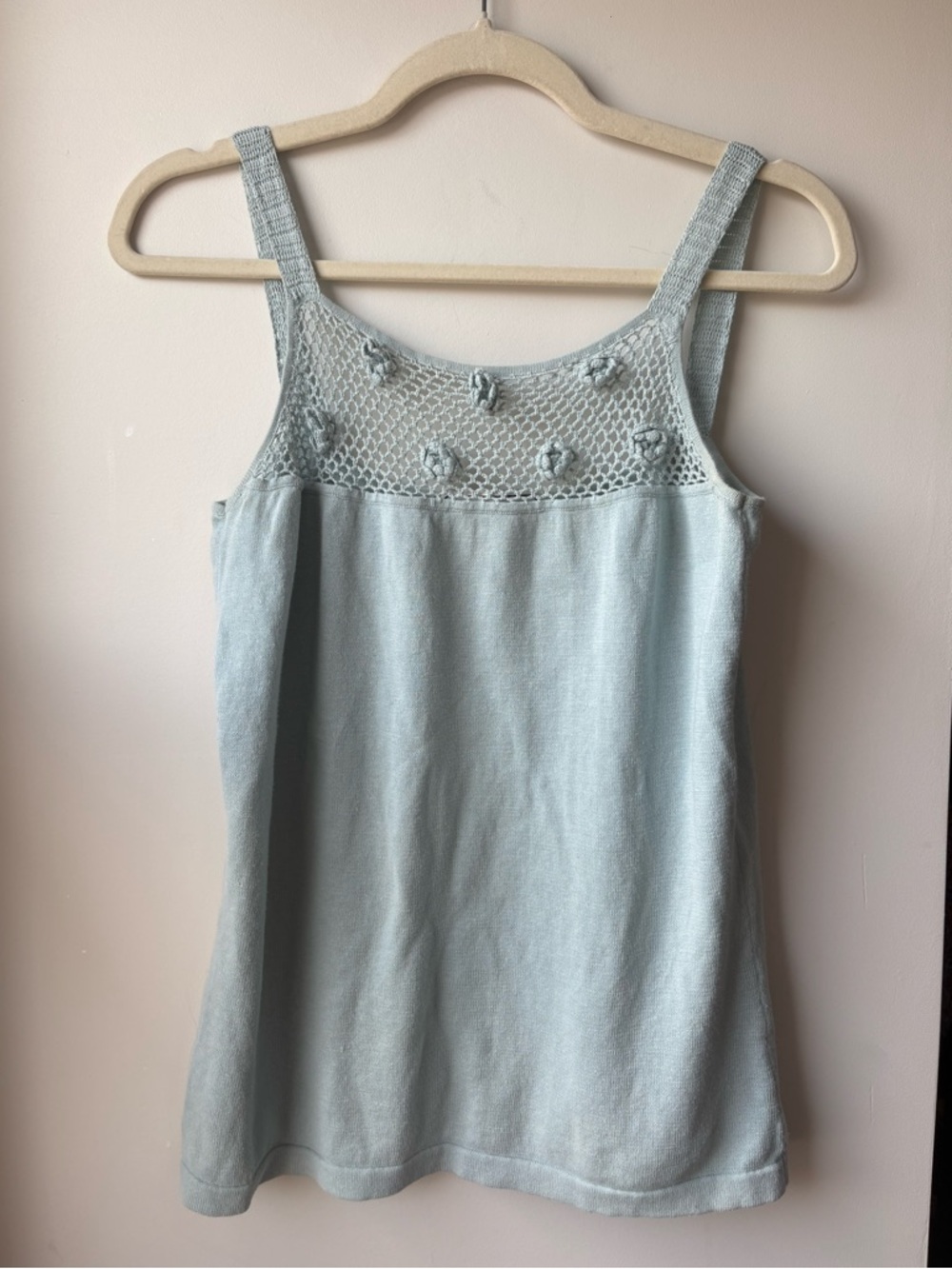 Vintage Y2K Light Blue Crochet Tank Top